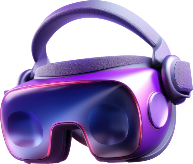 3D purple gradient VR Headset icon isolated.